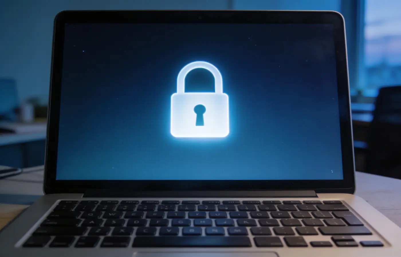 Ordinateur portable avec cadenas de sécurité à l'écran